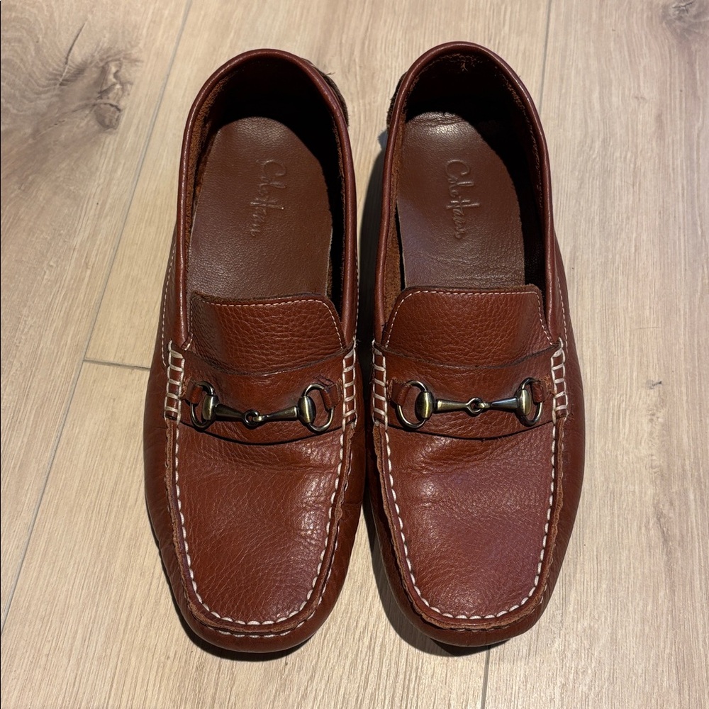 Cole Haan Brown Leather Loafers with Metal Bit Detail